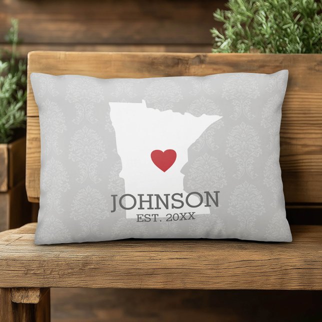 Coussins Décoratifs Minnesota Home State City Map - Mariage personnali (Custom Pillow)