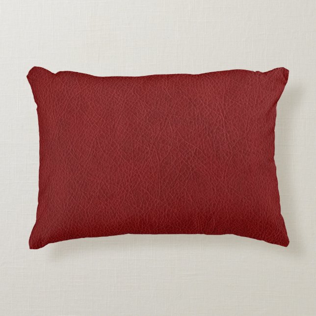 Coussins Décoratifs Modèle de texte personnalisé en cuir Brown rouge (Devant)