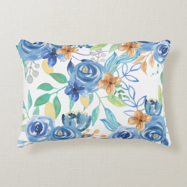 Coussins Décoratifs Modèle floral bleu (Devant)