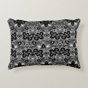 Coussins Décoratifs Modèle floral noir et blanc réversible