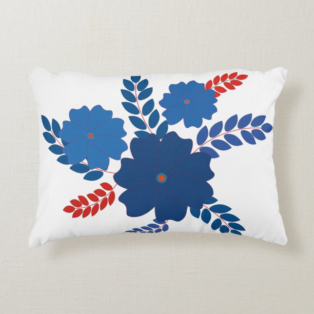Coussins Décoratifs Modèle vectoriel simple de fleurs bleues (Devant)