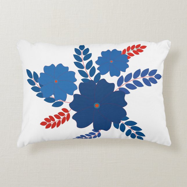 Coussins Décoratifs Modèle vectoriel simple de fleurs bleues (Devant)