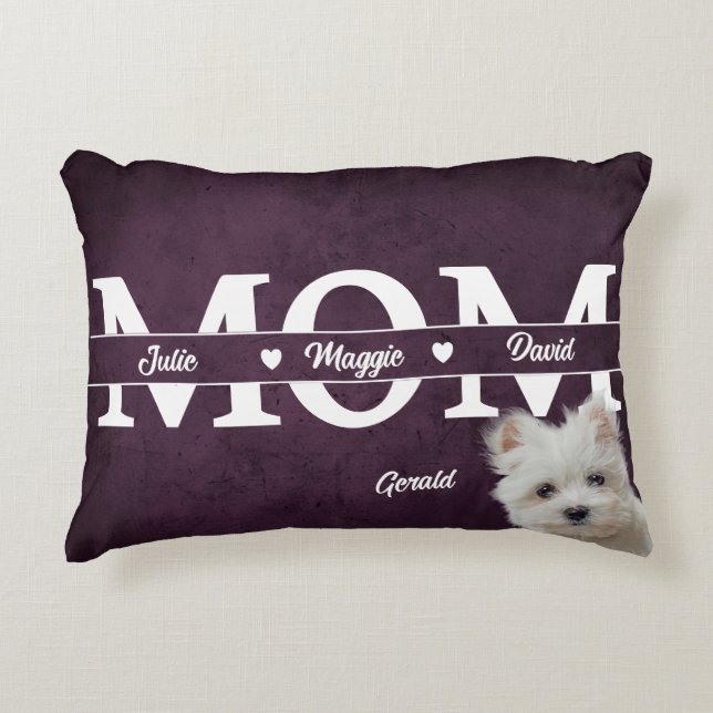 Coussins Décoratifs Modern Custom Maman trois noms plus chien (Devant)