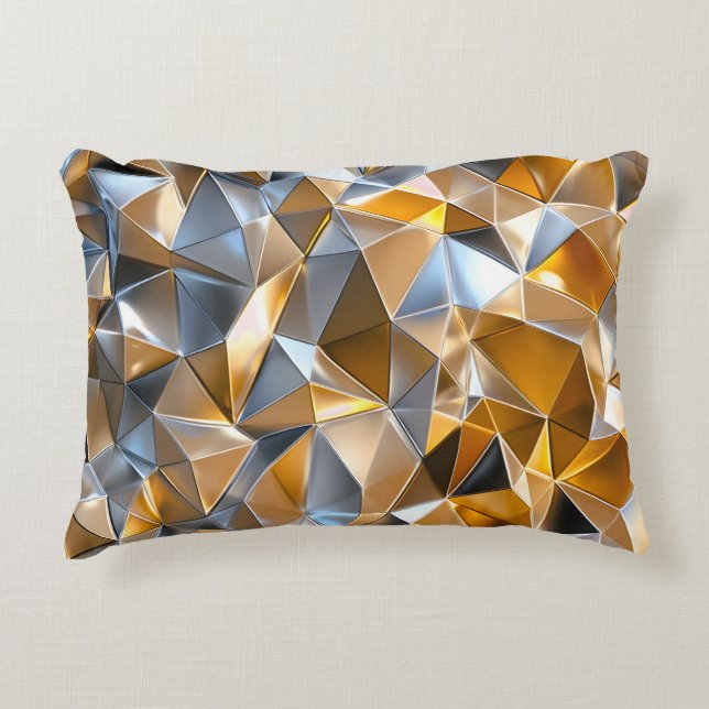 Coussins Décoratifs Modern Metallic Abstract Gold Silver Geometric (Devant)