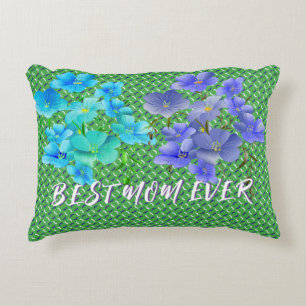 Coussins Décoratifs Moderne Chic Vert Motif Bleu Fleur Jeu d'Oreiller