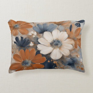 Coussins Décoratifs Moderne Ferme Maison Bleu Nuit Orange Brûlé Floral