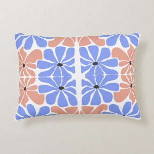 Coussins Décoratifs Moderne floral géométrique - Motif bleu et pêche 