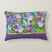 Monogramme Anniversaire Pansy Violet Fleurs Aquare