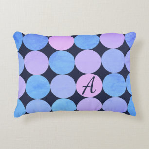 Coussins Décoratifs Monogramme Cercles Bleu Violet & Rose