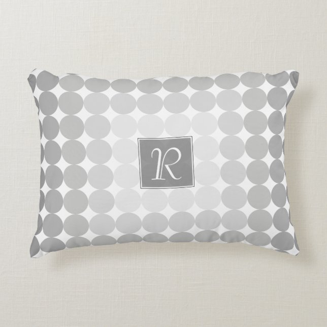 Coussins Décoratifs Monogramme Cercles Gris Moderne (Devant)