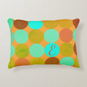 Coussins Décoratifs Monogramme Cercles Turquoise Bleu Vert & Orange