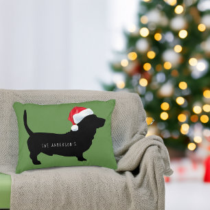 Coussins Décoratifs Monogramme Chien de Noël Chapeau de Père Noël