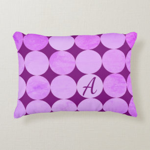 Coussins Décoratifs Monogramme de cercles violets, magenta et roses