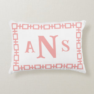 Coussins Décoratifs Monogramme de clé grecque Carré de fraises