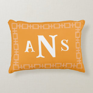 Coussins Décoratifs Monogramme de clé grecque Carré orange