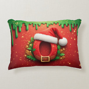 Coussins Décoratifs Monogramme de Noël personnalisé O avec chapeau de 