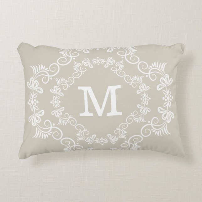 Coussins Décoratifs Monogramme fait sur commande blanc beige décoratif (Devant)
