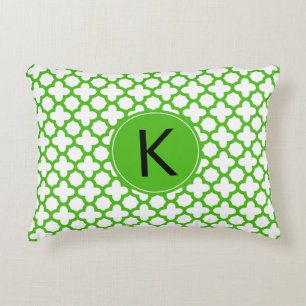 Coussins Décoratifs Monogramme Kelly Green Quatrefoil Motif