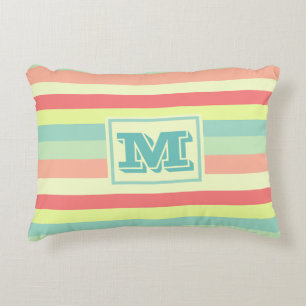 Coussins Décoratifs Monogramme Moderne aux Rayures Vives et Colorées