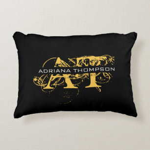 Coussins Décoratifs Monogramme moderne en noir et or