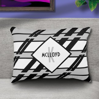 Coussins Décoratifs Monogramme moderne noir blanc Motif Abstrait