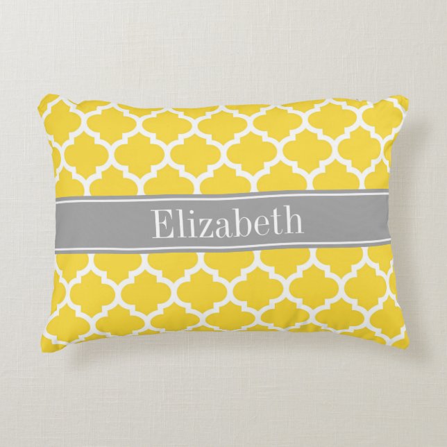 Coussins Décoratifs Monogramme nommé gris blanc du Marocain #5 DK (Devant)