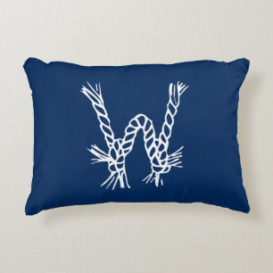 Coussins Décoratifs Monogramme personnalisé bleu blanc