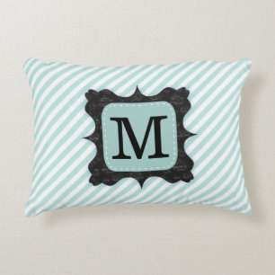 Coussins Décoratifs Monogramme vert en bon état de noir de motif de
