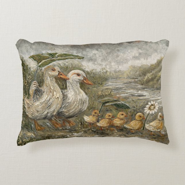 Coussins Décoratifs Morning Commute Whimsical Farmhouse Duck Rainy Day (Devant)