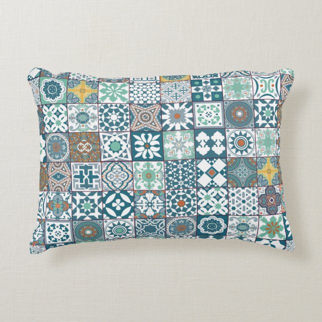 Coussins Décoratifs Moroccan tile-orange et light turquoise (Devant)