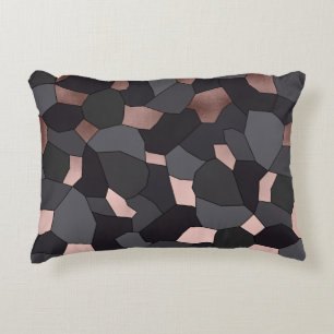 Coussins Décoratifs Mosaïque grise et noire d'or rose élégant élé