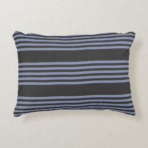 Coussins Décoratifs Motif à cinq bandes bleu-gris et charbon