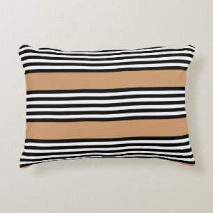 Coussins Décoratifs Motif à cinq bandes noir et blanc avec bronzage
