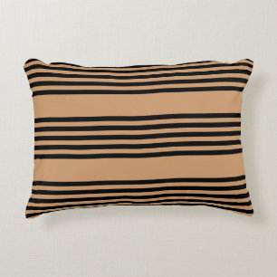 Coussins Décoratifs Motif à cinq bandes noir et brun