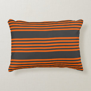 Coussins Décoratifs Motif à cinq bandes orange et charbon de bois