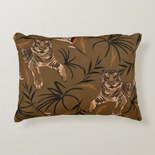 Coussins Décoratifs Motif à fleurs de paradis de tigres tropicaux