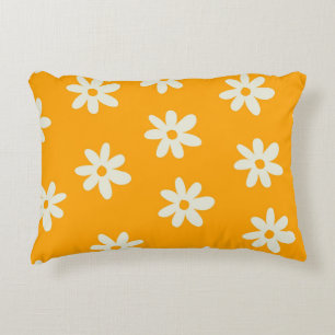Coussins Décoratifs Motif à fleurs Yellow White Retro
