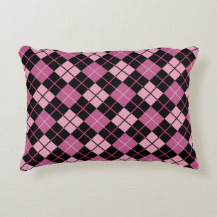 Coussins Décoratifs Motif à motifs de losanges dans le noir et le ros
