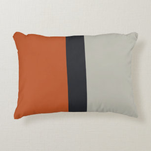 Coussins Décoratifs Motif à rayures gris argent rouge orange moderne