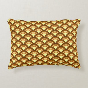 Coussins Décoratifs Motif à vagues Art déco - chocolat et jaune
