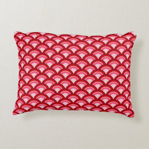 Coussins Décoratifs Motif à vagues Art déco - rouge et fuchsia