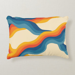 Coussins Décoratifs Motif abstrait à rayures ondulées orange et bleu d