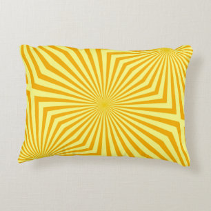 Coussins Décoratifs Motif abstrait rétro de rayon de soleil jaune vif