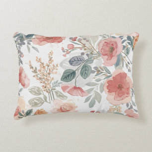 Coussins Décoratifs Motif aquarelle floral jardin corail rose