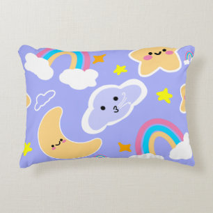 Coussins Décoratifs Motif arc-en-ciel rêveur et nuage en bleu