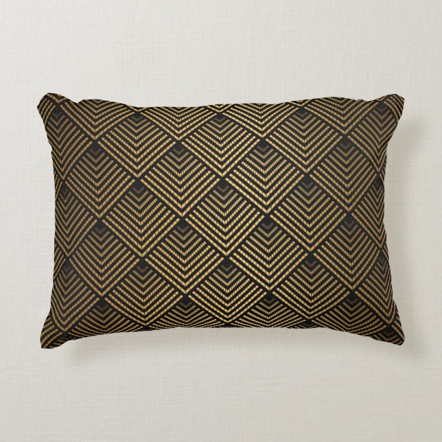 Coussins Décoratifs Motif Art déco. Simples grappes noir et or (Devant)