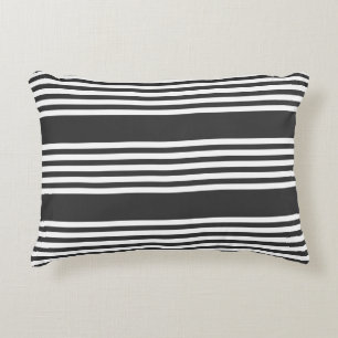 Coussins Décoratifs Motif blanc et charbon de bois à cinq bandes
