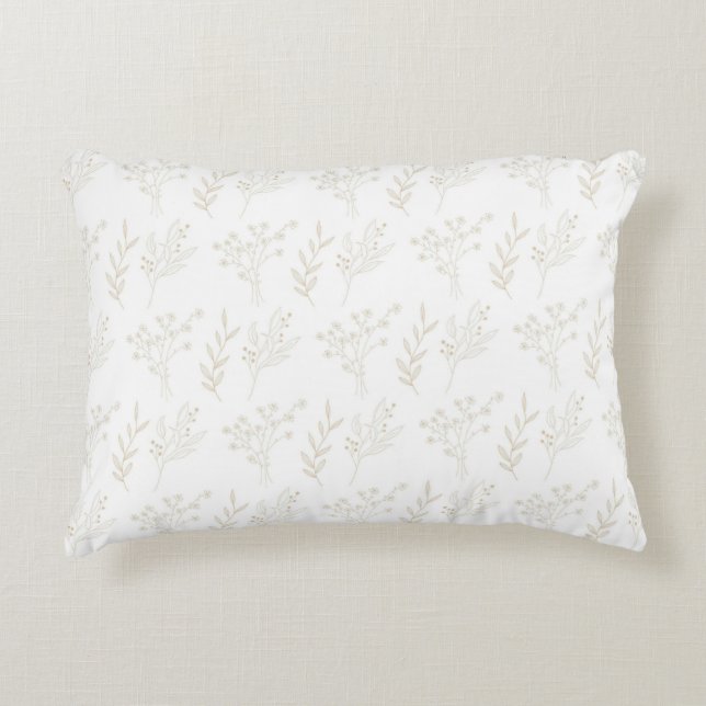 Coussins Décoratifs Motif botanique blanc beige floral (Devant)