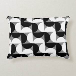 Coussins Décoratifs Motif Bowls du Moyen-siècle noir blanc