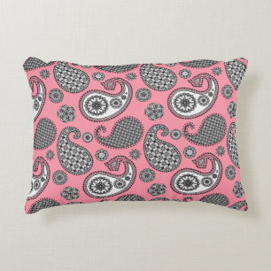 Coussins Décoratifs Motif cachemire, nuances de gris sur rose